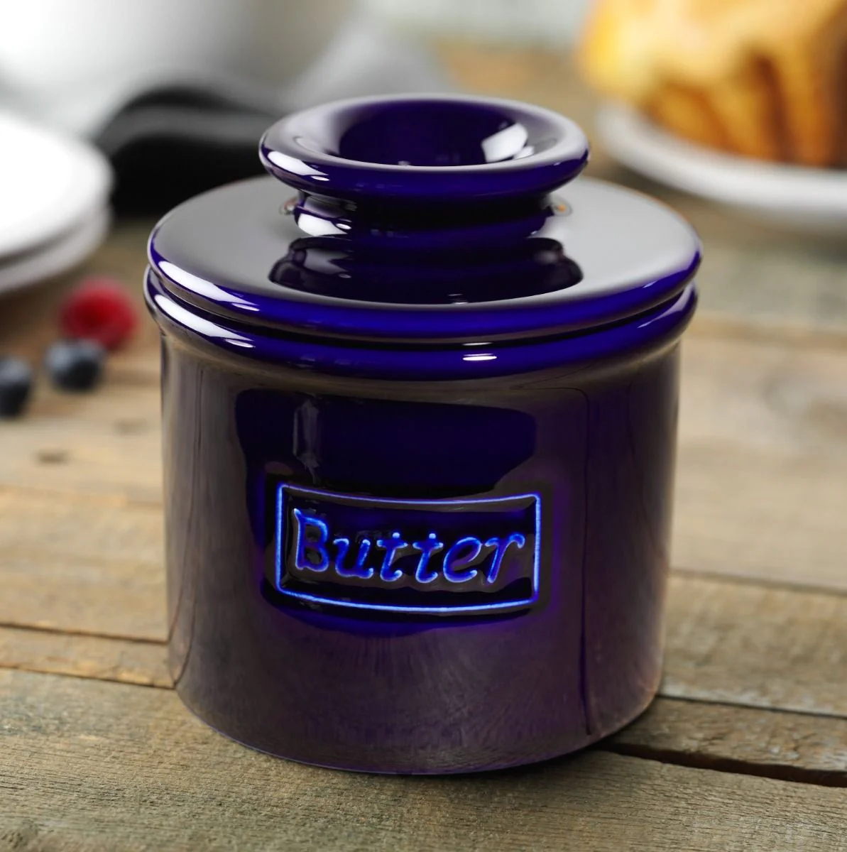 Cobalt Blue Cafe Retro Butter Bell Crock - Image 4