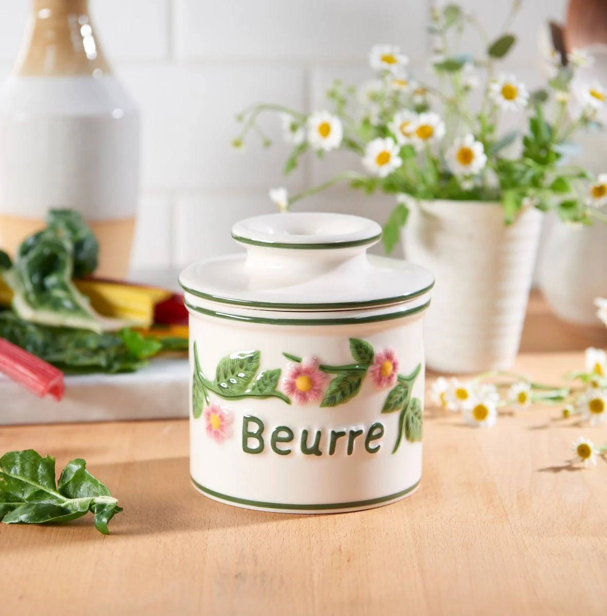 The Original Hand Painted Raised Floral Butter Bell Crock - Image 3