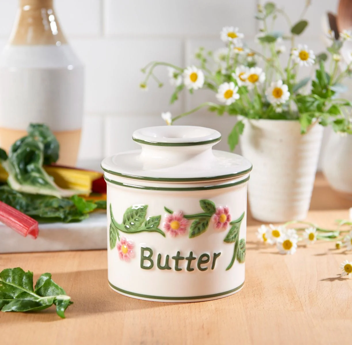 The Original Hand Painted Raised Floral Butter Bell Crock - Image 4