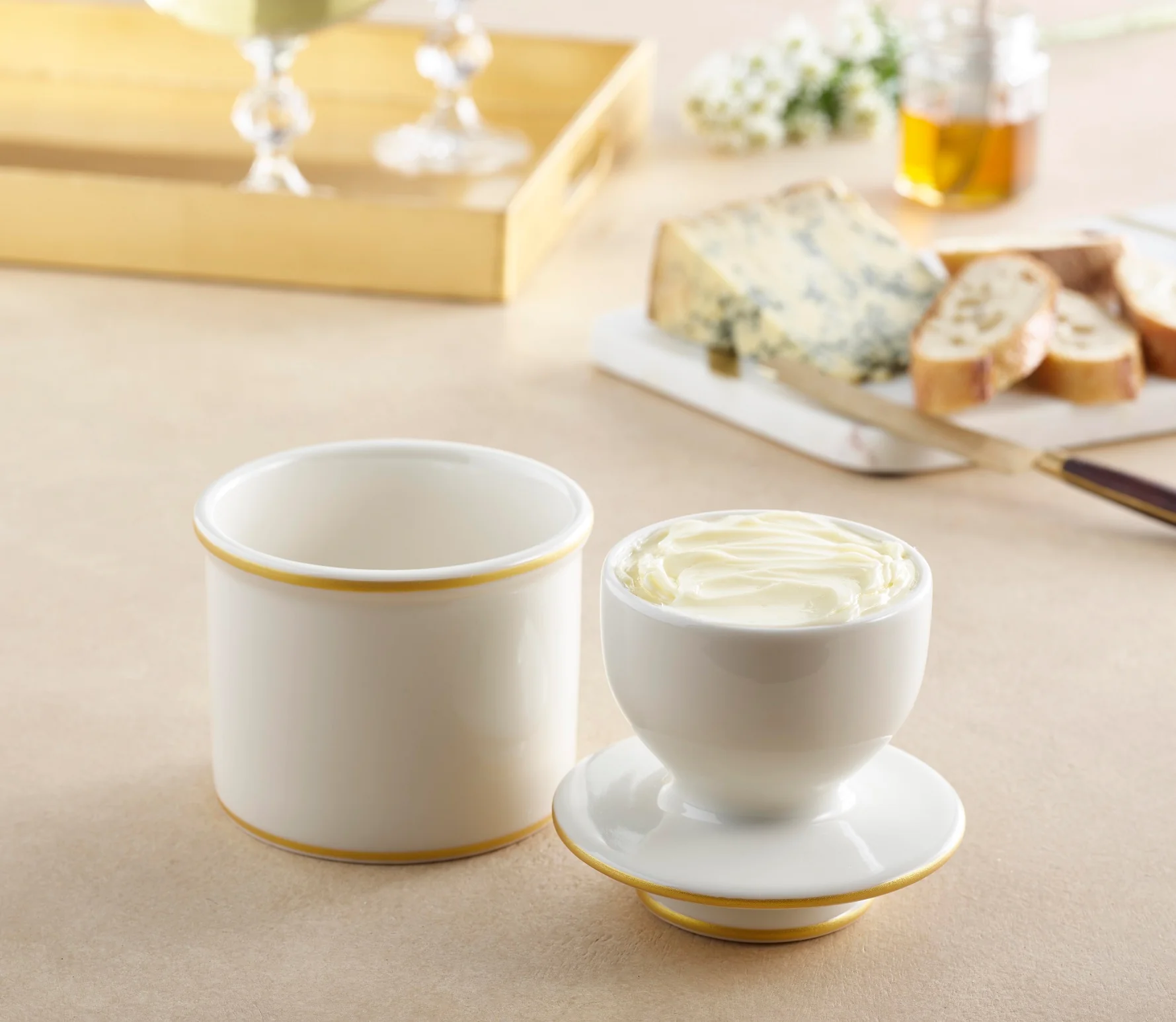 Le Bistro Butter Bell crock with Brushed Gold Trim - Limited Stock Available - Image 3