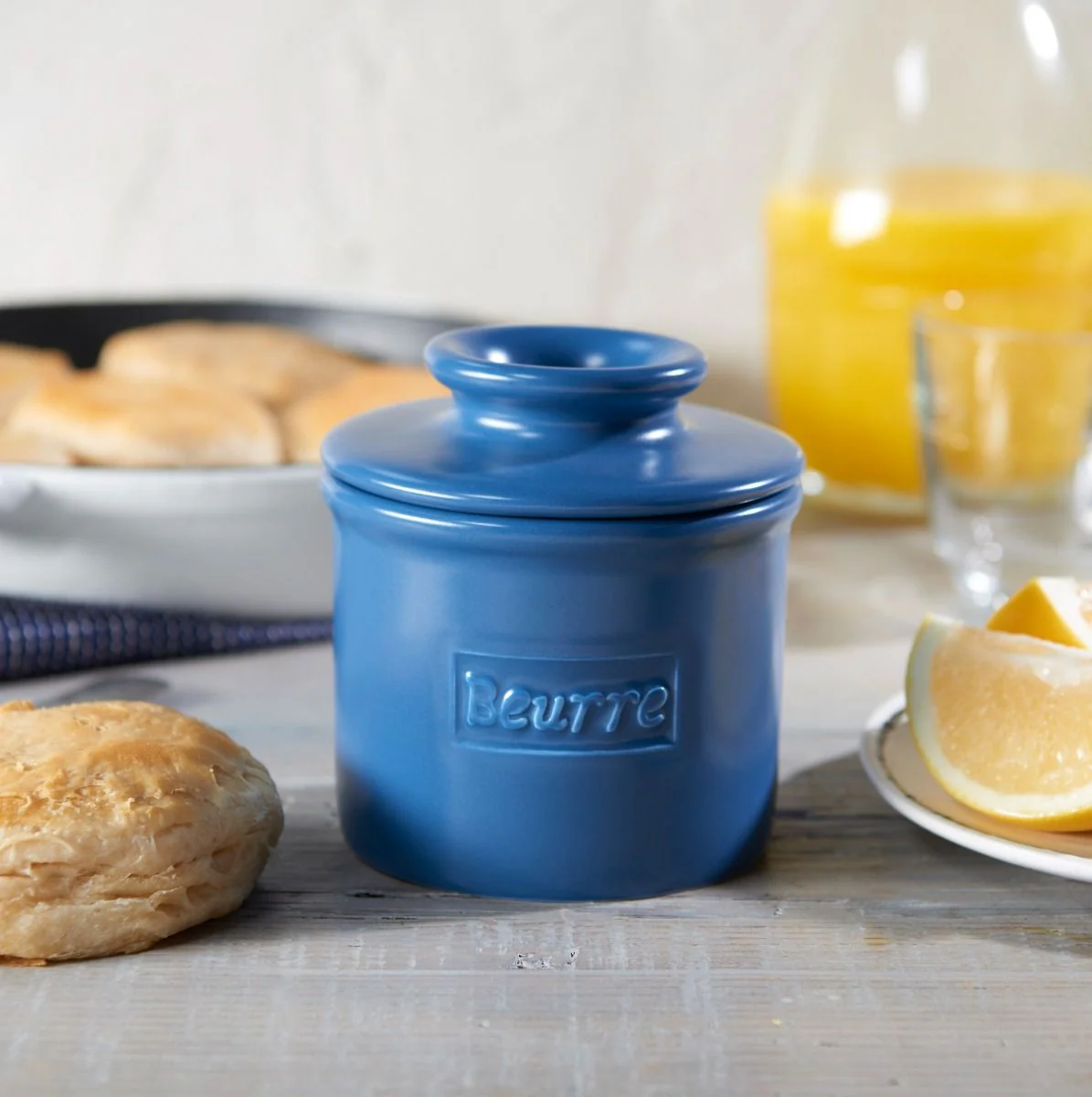 Navy Matte Cafe Butter Bell Crock - Image 3
