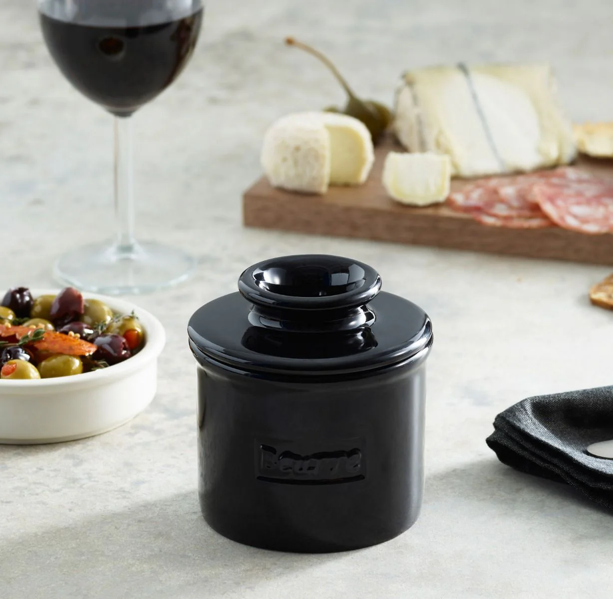 Midnight Black Cafe Retro Butter Bell Crock - Image 4