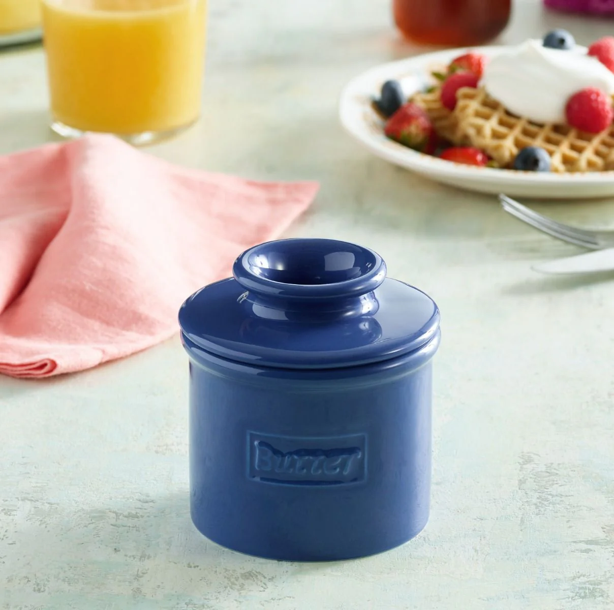 Royal Blue Cafe Retro Butter Bell Crock - Image 3