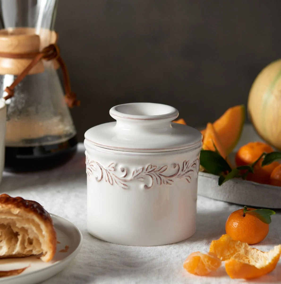 White Linen Antique Butter Bell Crock - Image 4