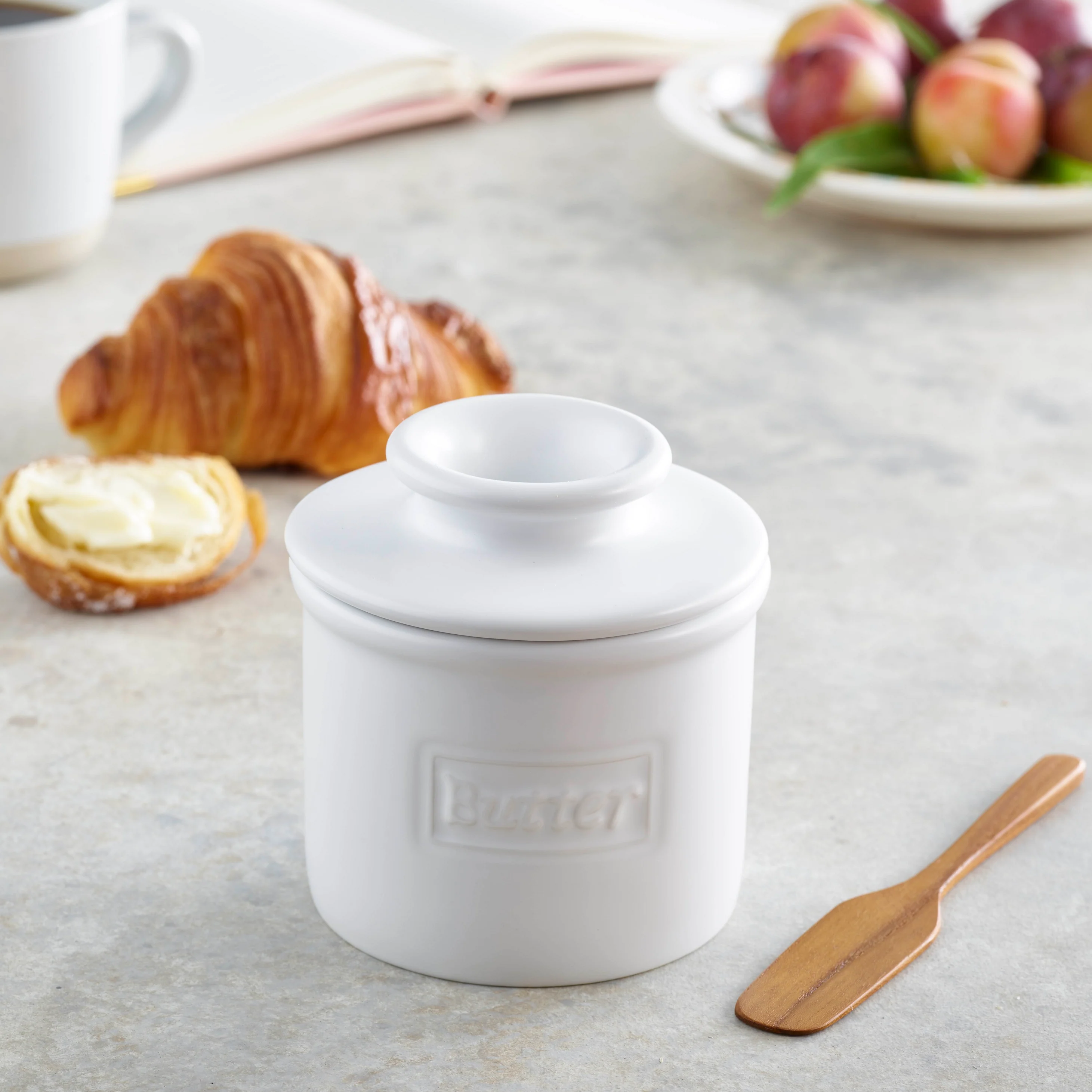 Matte White Cafe Butter Bell Crock - Image 3